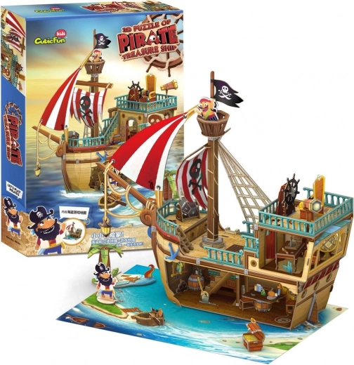 3D puzzle pirátska loď s pokladom