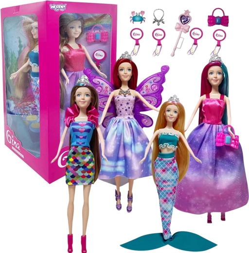 WOOPIE Set 4 Magických Princezien - Krabica Bábik 4v1 s Doplnkami
