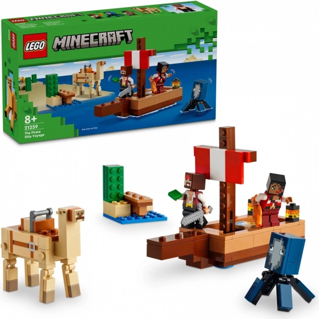 LEGO Minecraft pirátska plavba – pirátska loď so zvieratami a pirátmi (8+)