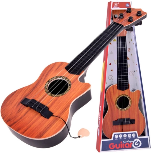 Detská 4-strunová gitara s brnkadlom - 1 kus – Prírodná