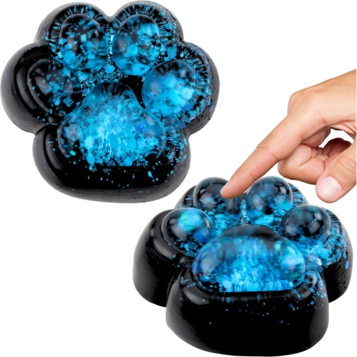 Gniotek Mačacia Labka Antistresová Senzorická Čierna Modrý Trbliet