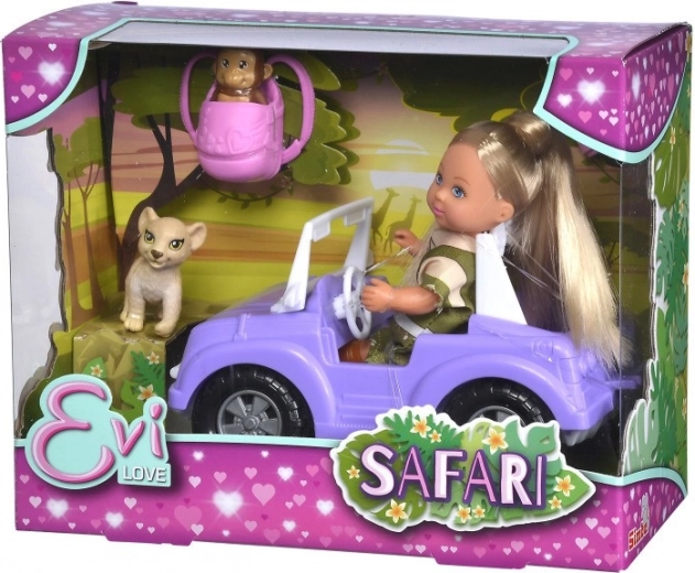 Bábika Evička Safari s autom