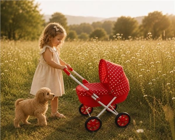 New Baby detský kočík pre bábiky Anička červený
