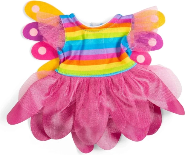Bigjigs Toys dúhové vílie šaty s krídlami pre bábiku 34 cm