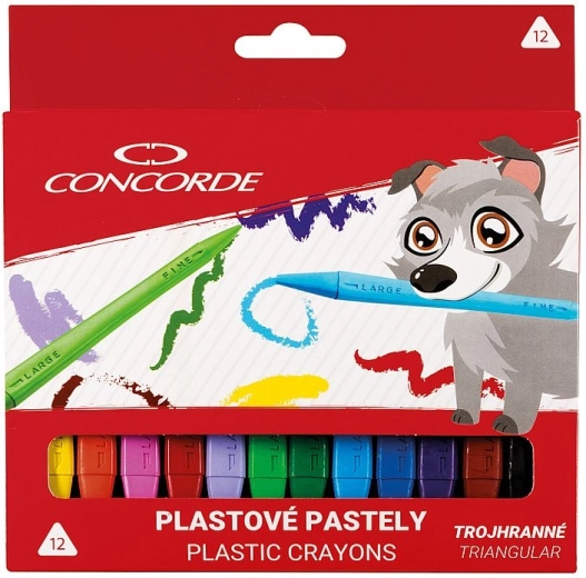 Plastové trojhranné pastely CONCORDE, 12 farieb