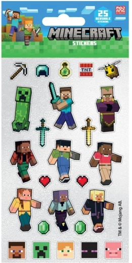 Opakovane použiteľné samolepky Minecraft – 25 kusov