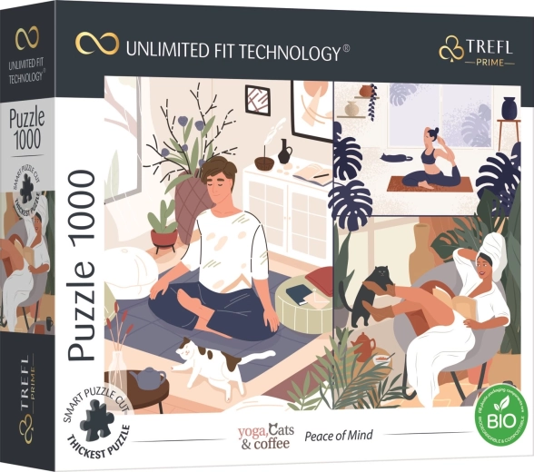 Puzzle TREFL UFT Yoga, Cats & Coffee 1000 dielikov