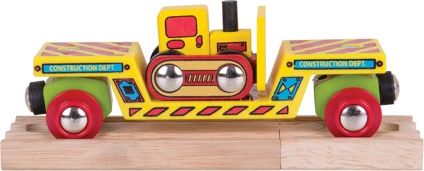 Bigjigs Rail vagónik s buldozérom a 2 koľajnicami