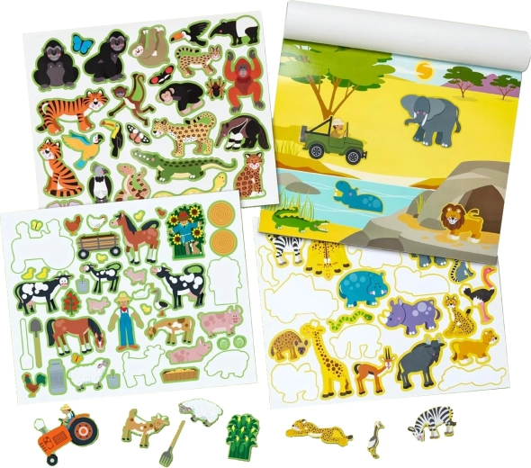 Sticker pad prostredia zvieratá – znovupoužiteľné samolepky MELISSA & DOUG