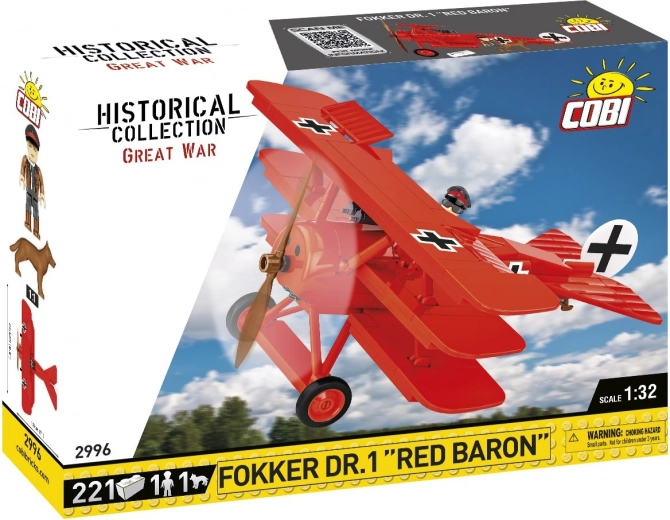 Stavebnica lietadla Fokker DR.1 Red Baron – 221 dielikov