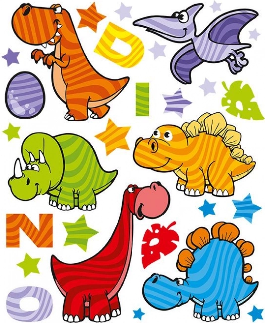 Pestrofarebné nálepky s dinosaurami
