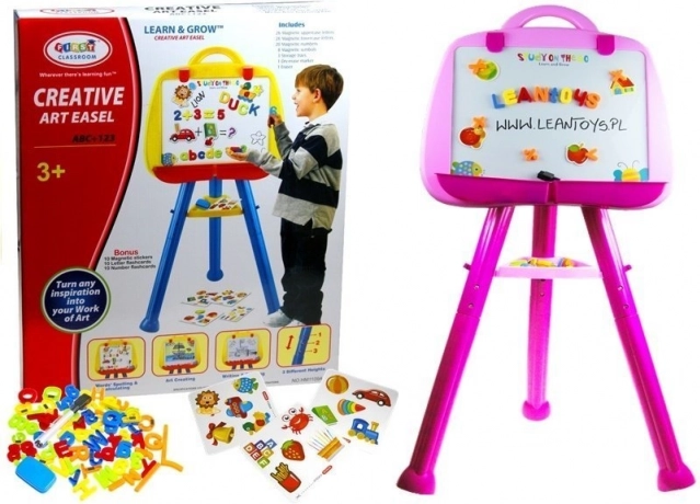 Ružová detská magnetická tabuľa LeanToys
