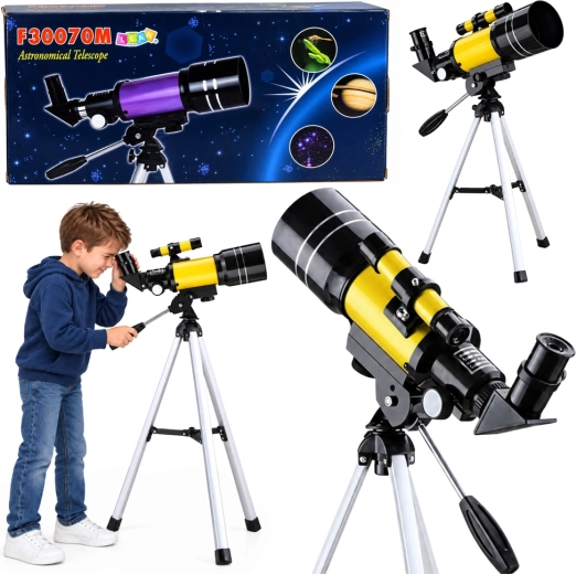 Detský astronomický ďalekohľad so statívom a držiakom na telefón