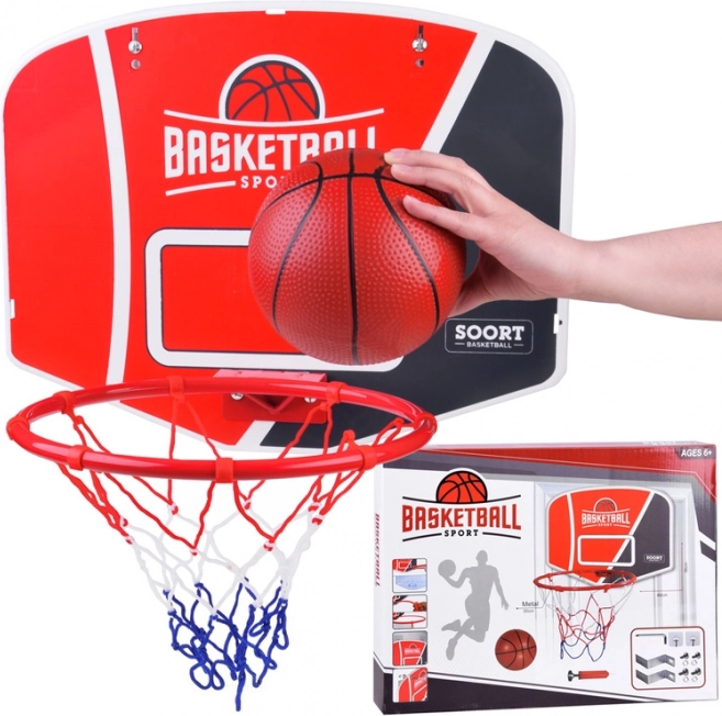basketbalová doska s košom a loptou pre deti