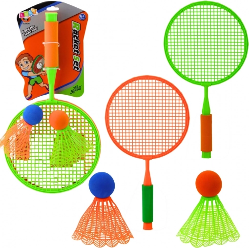 Súprava na bedminton pre deti - 2 rakety a 2 veľké loptičky