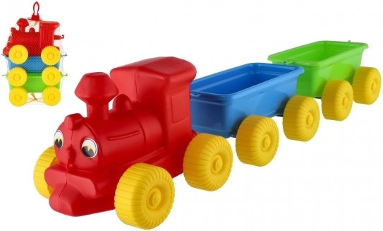 Farebný plastový vláčik s vagónmi 60 cm