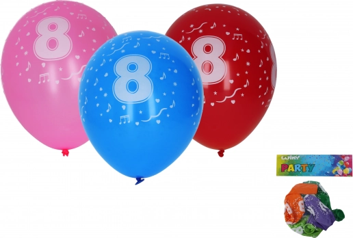Balóny 30 cm s číslom 8 – sada 5 ks