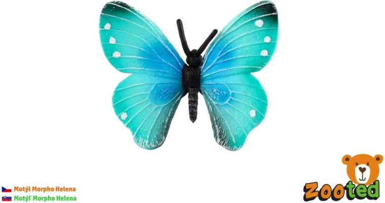 Tropický motýľ Morpho Helena Zooted, plastová figúrka 7 cm