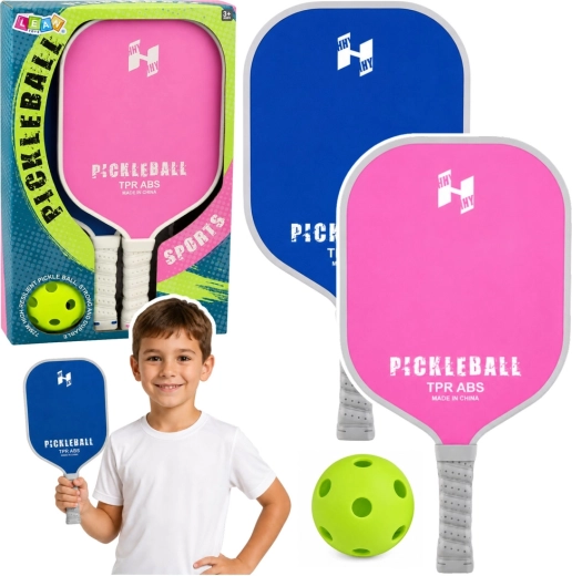 Ružovo-modrá sada na pickleball – 2 pálky a perforovaná loptička