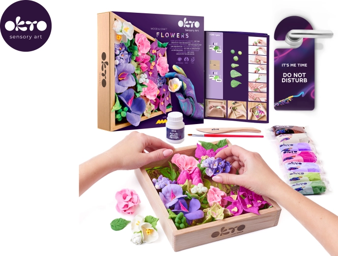 OKTO Inspiration kreatívna modelovacia súprava DIY kvety v drevenom ráme