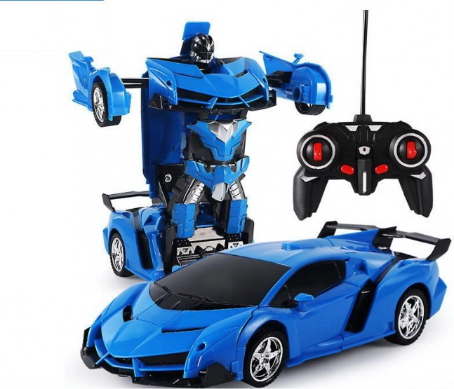 Auto robot 2v1 na diaľkové ovládanie s LED, zvukmi a driftom – modré