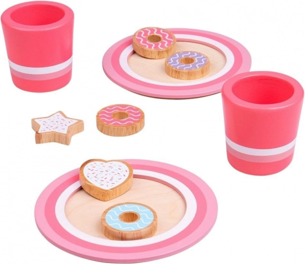 Bigjigs Toys drevená sada sušienok s mliekom