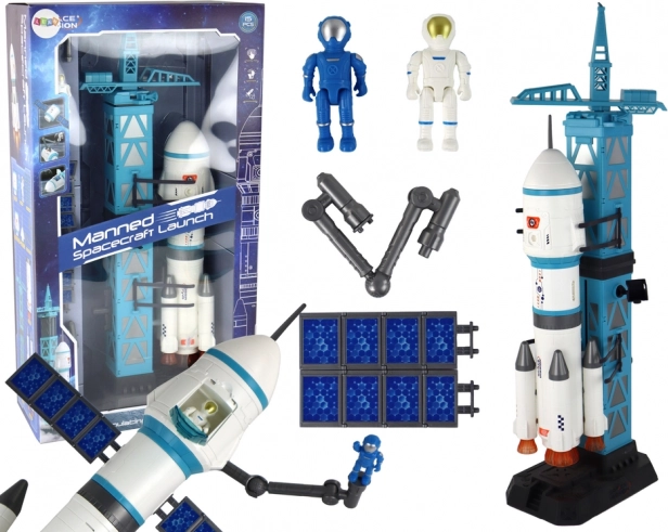 Hračka Vesmírna misia Raketa Astronauti Odpaľovacie zariadenie 15 kusov
