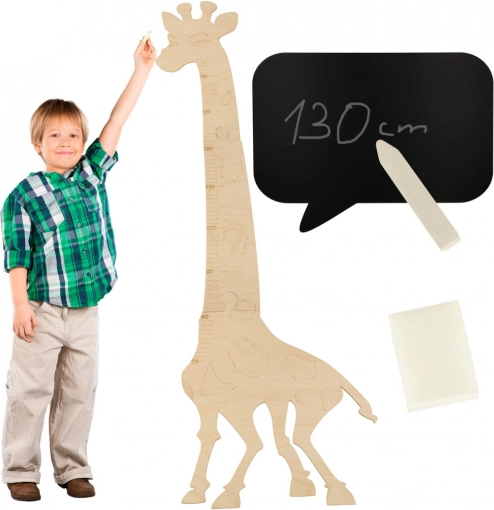Drevený žirafí meter na výšku 125 cm