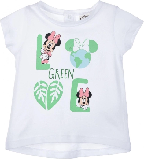Detské tričko Minnie Mouse Green Love biele