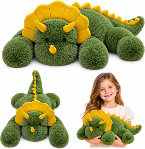 Plyšový dinosaurus triceratops zelený 60 cm