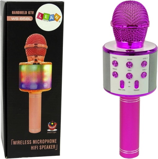 Bezdrôtový mikrofón USB Speaker Recording Karaoke Model WS-858 Ružový