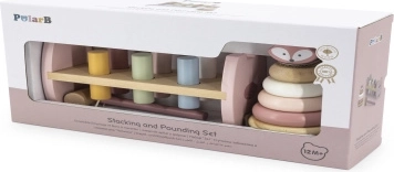 Viga PolarB drevená pyramída a zatĺkacia hračka s kladivkom Líška Montessori