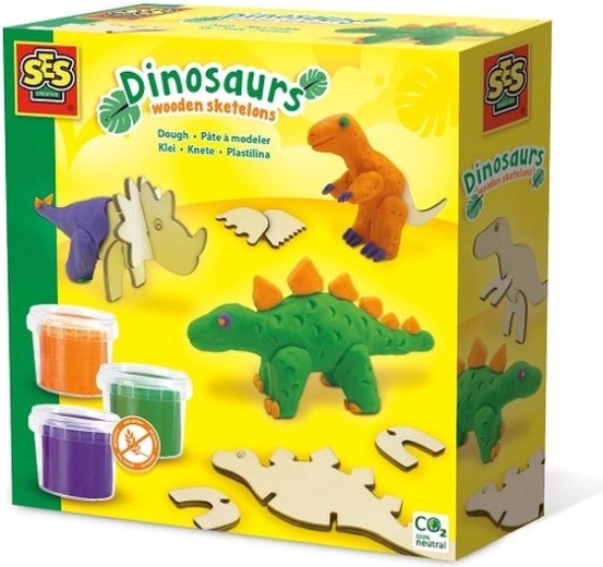 SES Modelovacia hmota – drevené dinosaury