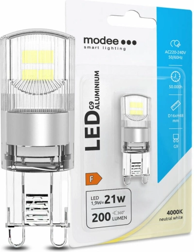 LED žiarovka G9 hliníková 1,9 W neutrálna biela MODEE