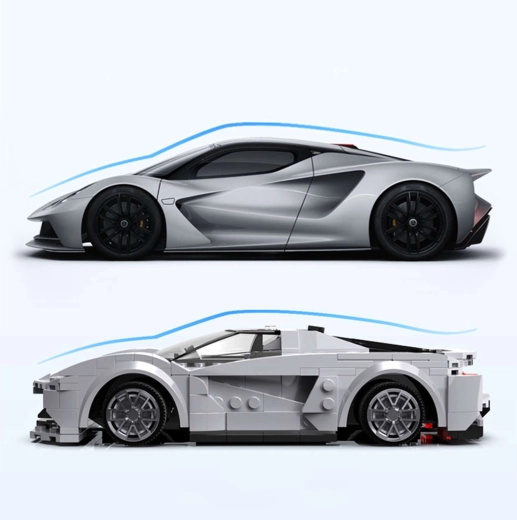 Stavebnica CaDA RC športové auto LOTUS Evija, sivé, 308 dielikov, Dual Mode