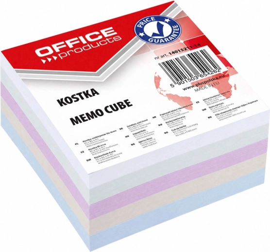 Papierová poznámková kocka OFFICE PRODUCTS nelepená 85 × 85 × 40 mm, mix farieb - 1 kus