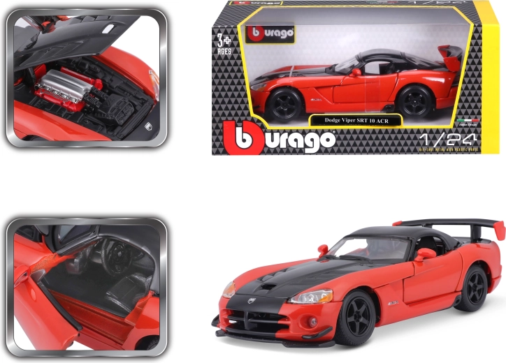 Bburago Dodge Viper SRT 10 ACR červeno-čierny model auta 1:24