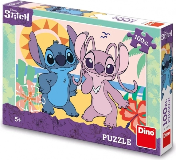 Dino puzzle Stitch na pláži 100 XL dielikov