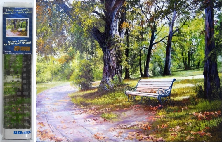 diamantové maľovanie preslnená lavička 30 × 40 cm