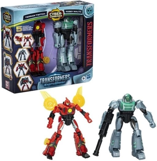 Transformers EarthSpark Cyber Combiner sada Terran Twitch a Robby Malto