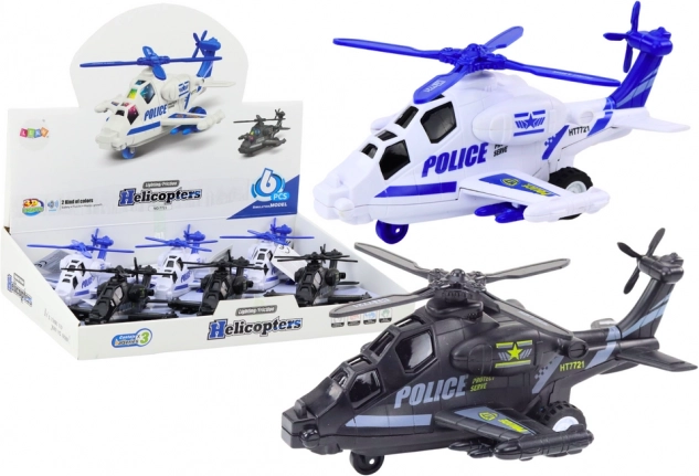 Policajná helikoptéra s frikčným pohonom, svetlom a zvukom