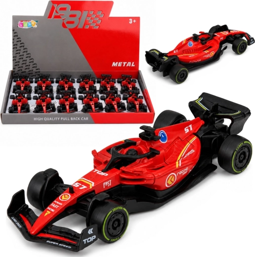 Kovové pretekárske auto formuly s pohonom pull back 1:43 červené