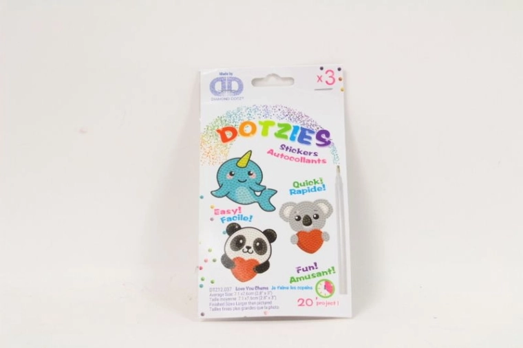 Diamond Dotz Love You Chums – sada nálepiek na diamantové vyšívanie (3 ks)