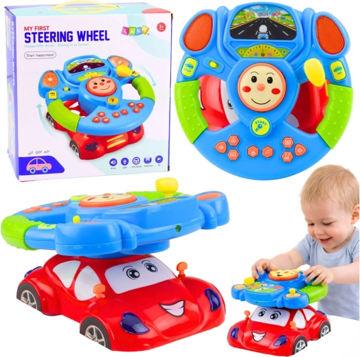 Interaktívny vzdelávací volant pre deti s hudbou, LED a projektorom