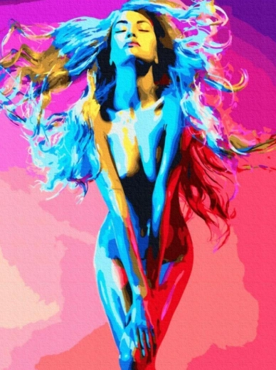 Diamantové maľovanie – žena zaliata farbami 30 × 40 cm