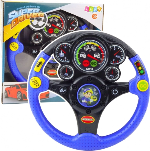 Interaktívny volant pre deti s efektmi svetiel a zvukov modrý