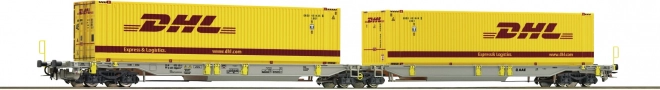 Roco kĺbový kontajnerový vozeň Sdggmrs/T2000 AAE s kontajnermi DHL, H0