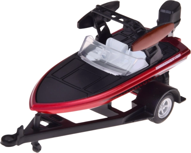 Detailný motorový čln s vonkajším motorom