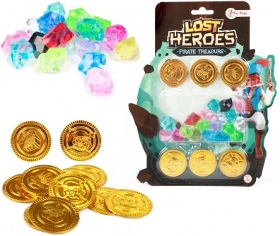 Pirátske mince a diamanty plast na karte 19x24x2cm