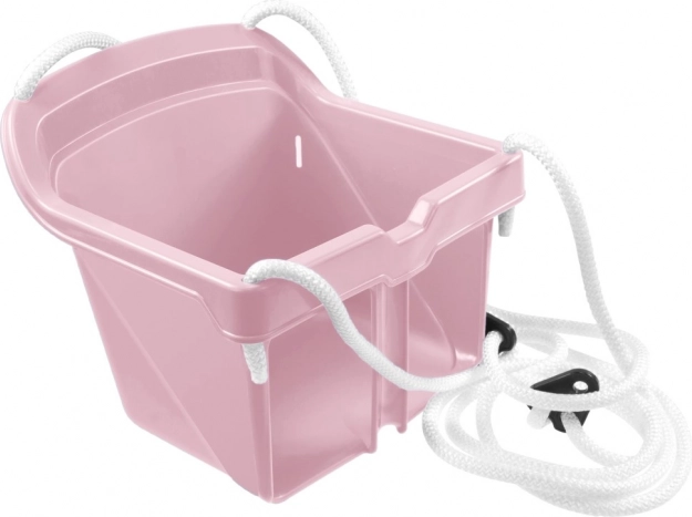 Detská plastová hojdačka s bezpečnostnou zábranou, ružová